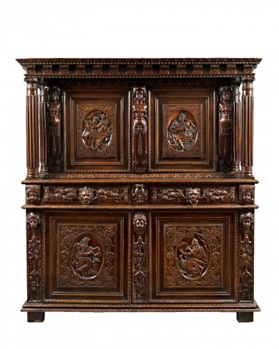 Burgundian Renaissance cabinet depicting the four evangelists