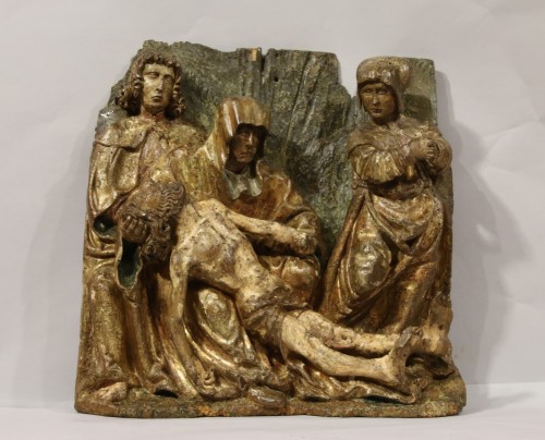 Groupe sculpte representant la deploration du christ d’epoque gothique - Galerie Gabrielle Laroche