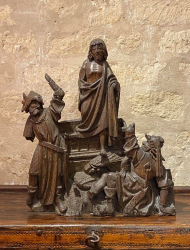 Bois sculpte representant la resurrection du christ - Sculpture Style Renaissance