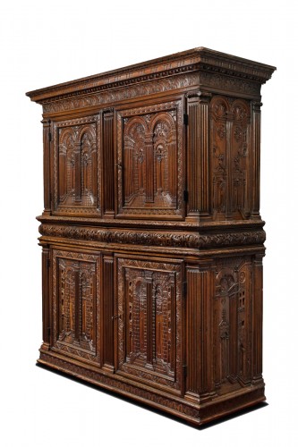 Important renaissance cabinet from lyon with a decor of perspectives