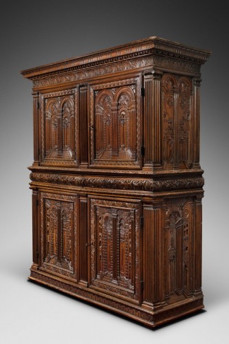 Important renaissance cabinet from lyon with a decor of perspectives - Furniture Style Renaissance