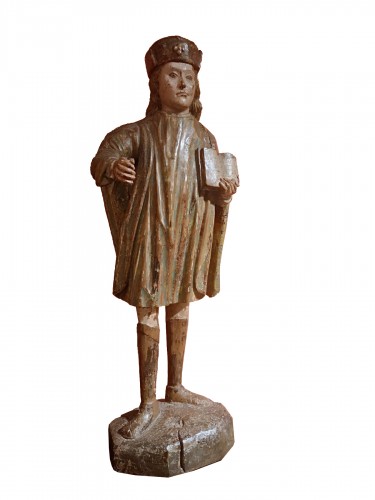 Polychrome wood sculpture depicting saint jacques the major