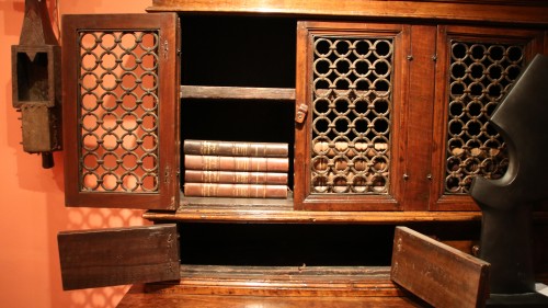 Furniture  - Tuscan renaissance wrought iron and walnut cabinet