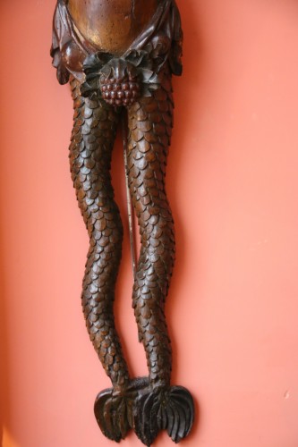 Sculpture  - Carved wood bracket depicting a mermaid