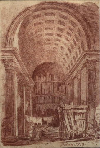 Jean Robert Ango (vers 1710 - 1773) - Lavandières dans les ruines probablement de la Villa Guilia - Tableaux et dessins Style 