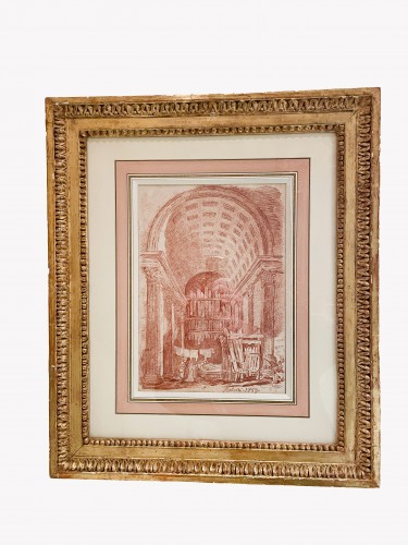 Tableaux et dessins Dessin, Aquarelle & Pastel - Jean Robert Ango (vers 1710 - 1773) - Lavandières dans les ruines probablement de la Villa Guilia