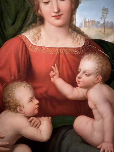 Vierge à l’enfant avec Saint Jean- Baptiste école Italienne du XIXe siècle - Galerie Gismondi