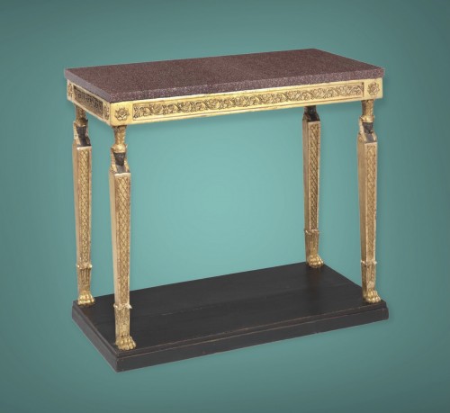 Directoire - Gustavian Console, Porphyry And Gilt Wood,  By J. Frisk