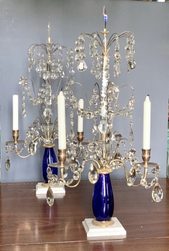 Pair of large crystal girandoles, Sweden early 19th century - 