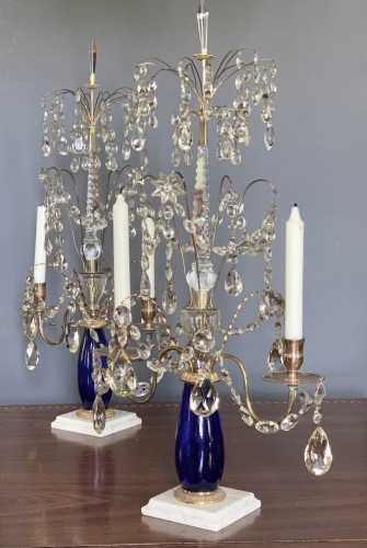19th century - Pair of large crystal girandoles, Sweden early 19th century