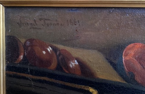 19th century - A Mother and Child In an Italian Kitchen, Oil/l , Sign Wenzel Tornøe, 1881 