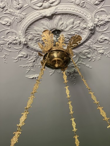 Lighting  - Noe-classic Chandelier in Empire style, gilt bronze, green crystal 