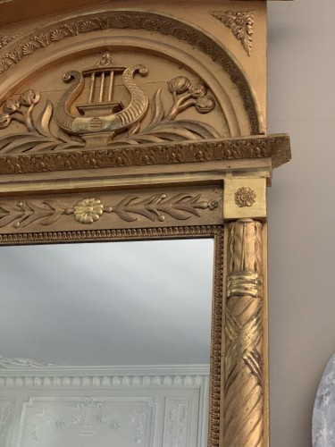 Console et miroir Lyre en bois doré, Suède vers 1840 - Mobilier Style Restauration - Charles X
