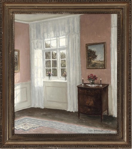 Window’s Light In A Pink Interior -  Wilhelm Henriksen (1880-1964) - Paintings & Drawings Style Art Déco