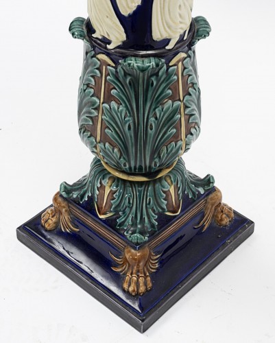  Pedestal With Dancing Antiques Relief , Gustavsberg Polychrome Ceramic, 19 - 