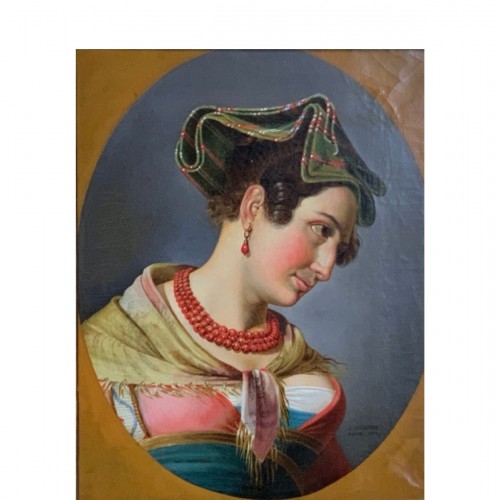 Portrait of an enigmatic Roman Woman, signed  D.Martens, 1829, Danish sc. 