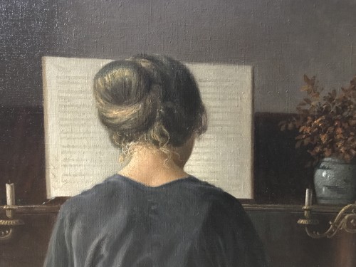 Paintings & Drawings  - Pianist With a  Bun, - Alfred Broge (1870-1955)