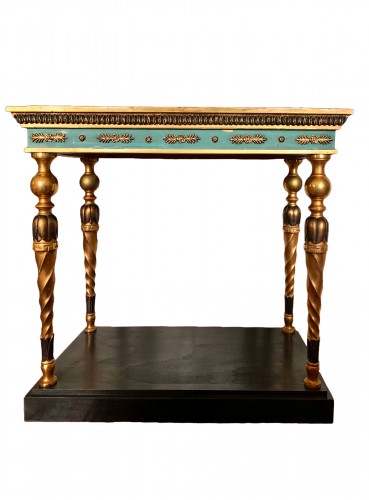 19th century Gustavian Consolable on  gilt twisted legs and blue belt