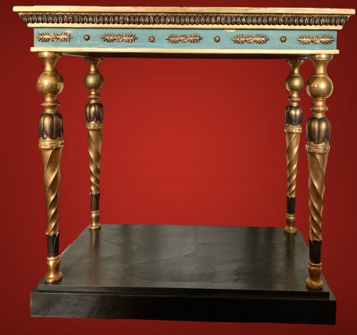 Console Gustavienne en bois doré et patiné, Suède XIXe siècle - Mobilier Style Empire