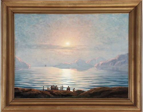 Émerveillement au soleil de minuit à Ilulissat, Groenland - E. A. Petersen (1894-1948) - Tableaux et dessins Style Art Déco