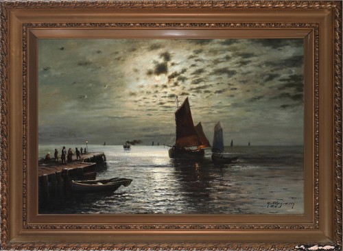 Pleine lune sur la mer, Max Von Othegraven (1860-1924) - Tableaux et dessins Style Napoléon III
