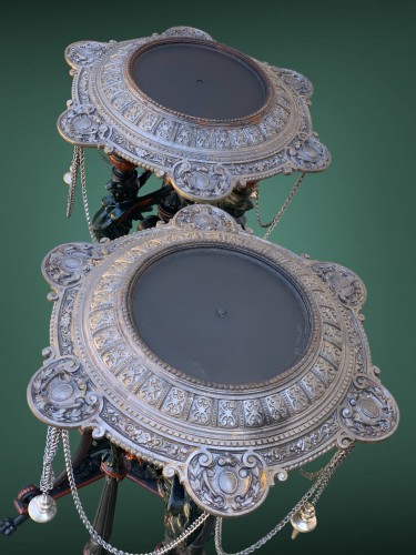 Furniture  - Pair Of Cast Iron Stands, Neo-pompeian Decor, Napoleon III Period