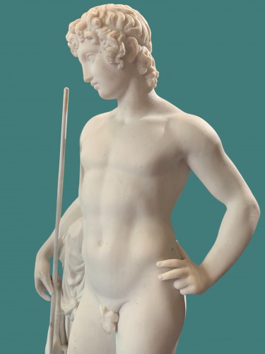 Porcelain & Faience  - Adonis, Bisque Figurine After Thorvaldsen, Royal Copenhagen Manufactory