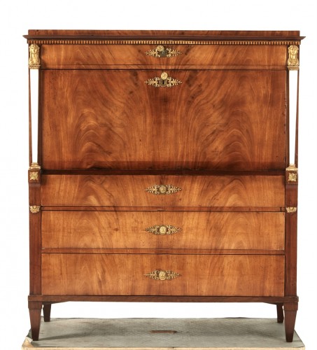 Mobilier Bureau et Secrétaire - Secrétaire Gustavien acajou et marbre, Suède vers 1800 signé Carl Hendric Blom