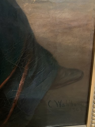 19th century - “Italian Reverie” Young Girl in aLandscape Signed Carl Wah