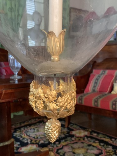 Lighting  - Pair of Lanterns with Vine Leaves, Bronze and Crystal