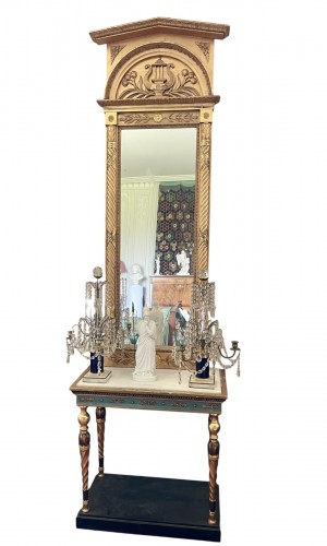 Consoltable and Mirror gilt and Patina, Sweden circa 1840