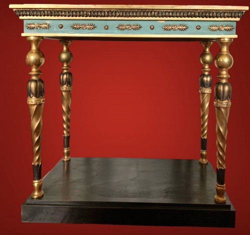Console et miroir Suède , Attr Jonas Frisk, Stockholm 1805-1824 bois doré et marbre - Mobilier Style Louis-Philippe
