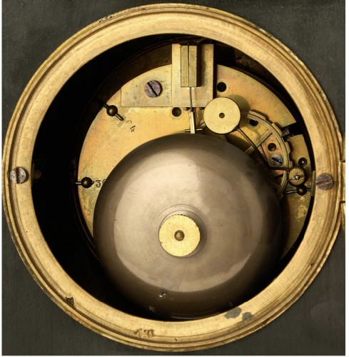 Gilded Bronze and Patina Clock, Signed Baschet-Baullier, Restoration Period - Restauration - Charles X