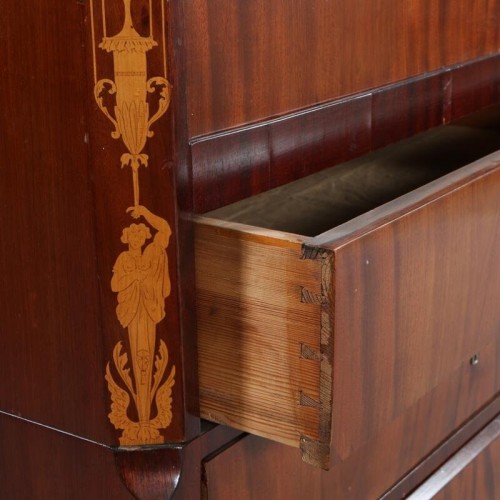 Architectural Secretair, Mahogany and Birch, Balticum, Early 19th Cent.  - Furniture Style Empire