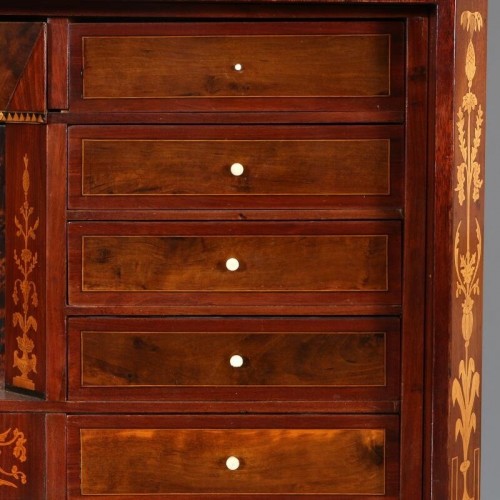 Furniture  - Architectural Secretair, Mahogany and Birch, Balticum, Early 19th Cent. 