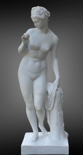 Ève à la Pomme d’après Thorvaldsen, biscuit Bing & Grondhal 1866 - Céramiques, Porcelaines Style Restauration - Charles X