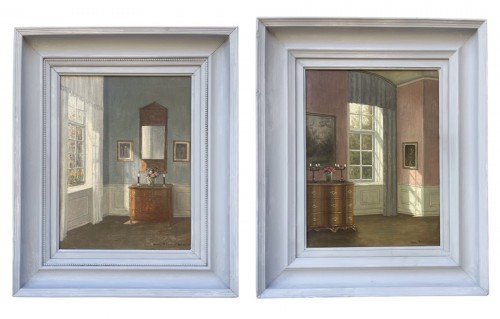 Couple de Vues d’Intérieur Danois, Wilhelm Henriksen (1880-1964) circa 1915