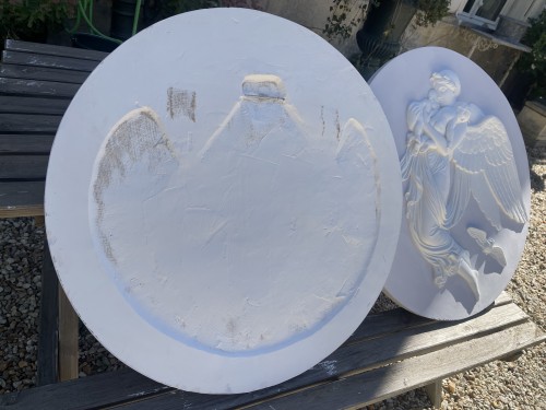 Day and Night, pair of monumental Plaster Medallions after B. Thorvaldsen - 