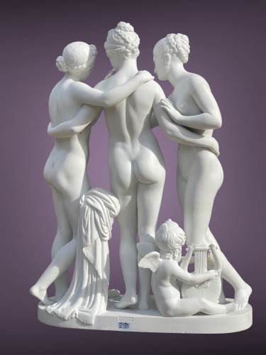 The Three Graces After B. Thorvaldsen, Biscuit Royal Copenhagen Manufactory - Porcelain & Faience Style Napoléon III