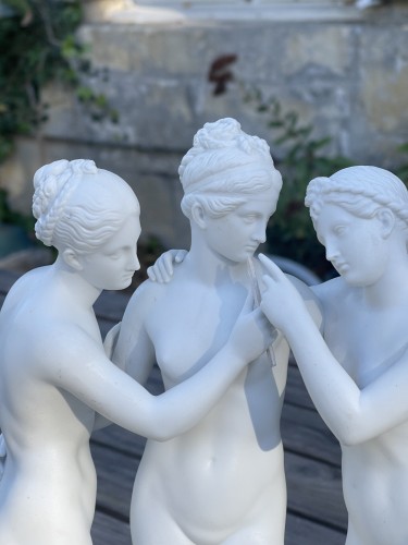 Porcelain & Faience  - The Three Graces After B. Thorvaldsen, Biscuit Royal Copenhagen Manufactory