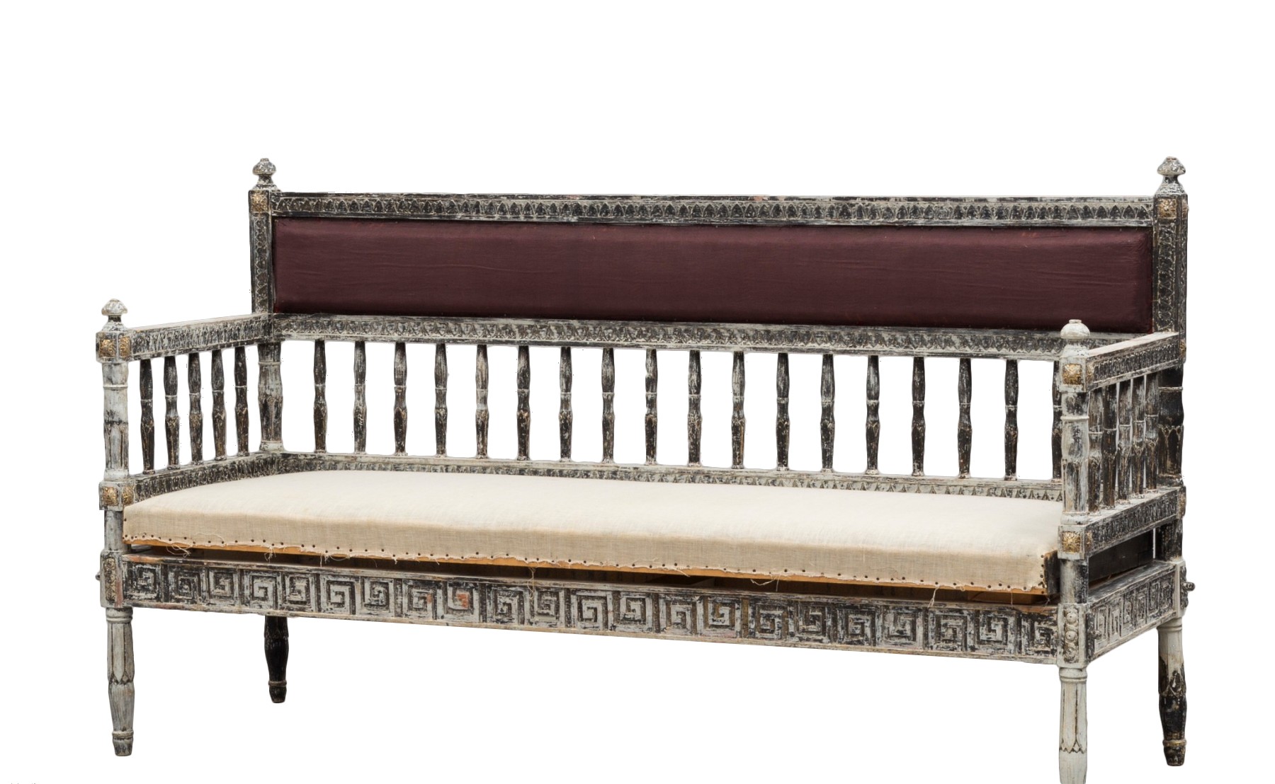 Gustavian Sofa In Sed Grey Patina On Gilt Circa 1800