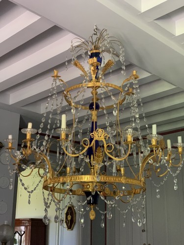 Lighting  - Large 18 lights Russian blue Crystal chandelier in Ostankino Palace Style
