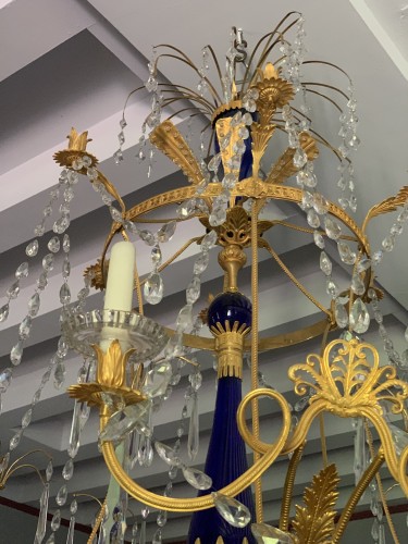 18th century - Large 18 lights Russian blue Crystal chandelier in Ostankino Palace Style