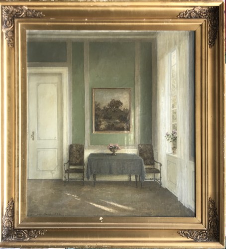 Un Intérieur au Danemark -  Wilm Henriksen,1924 - Tableaux et dessins Style Art Déco