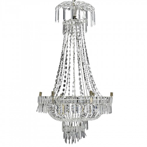 Grand lustre en cristal blanc, Suède circa 1920-30