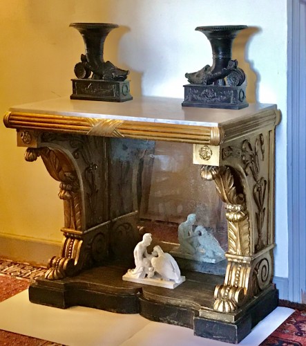 Console et miroir en bois doré, Empire Suédois circa 1830 - Mobilier Style Restauration - Charles X