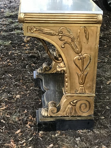 Mobilier Console - Console et miroir en bois doré, Empire Suédois circa 1830