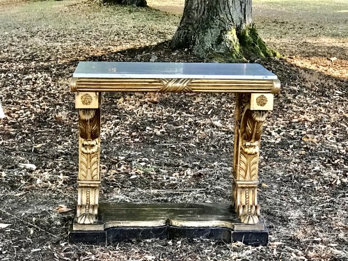 Console et miroir en bois doré, Empire Suédois circa 1830 - Galerie Golovanoff