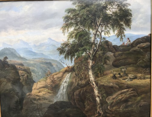 Paysage de Montagne - Niels Grønbek Rademacher (1812-1885) - Tableaux et dessins Style Louis-Philippe