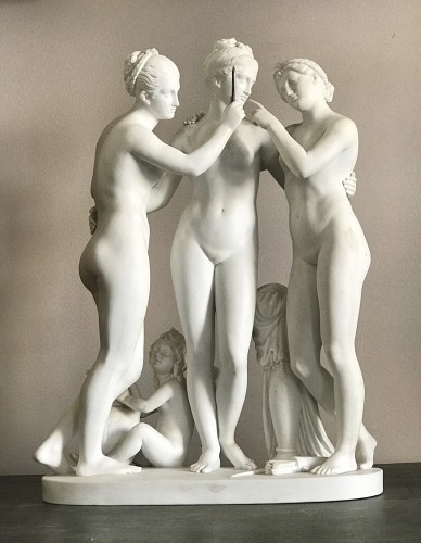 Céramiques, Porcelaines  - « Les 3 Grâces » d’après Thorvaldsen, Biscuit Royal Copenhague vers 1870
